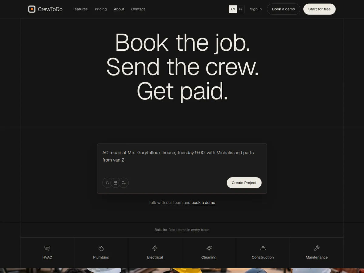 CrewToDo home page