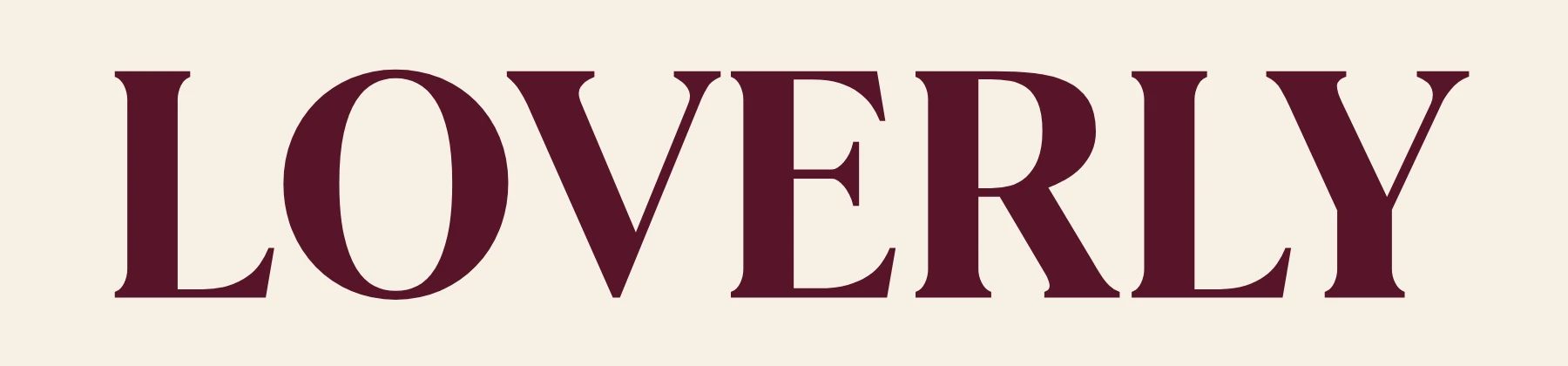 The Loverly wordmark in burgundy serif capitals